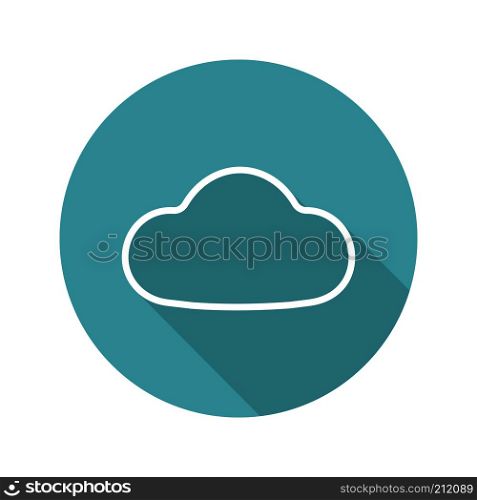 Cloud flat linear long shadow icon. Cloud computing. Vector line symbol. Cloud flat linear long shadow icon