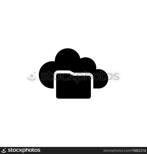 Cloud Folder. Flat Vector Icon. Simple black symbol on white background. Cloud Folder Flat Vector Icon