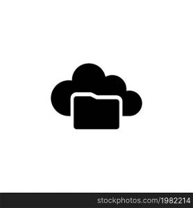 Cloud Folder. Flat Vector Icon. Simple black symbol on white background. Cloud Folder Flat Vector Icon