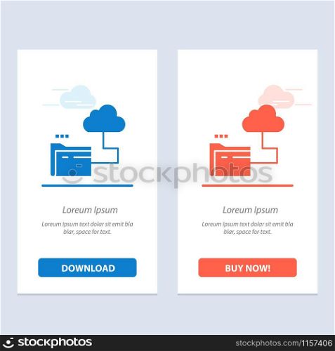 Cloud, Folder, Storage, File Blue and Red Download and Buy Now web Widget Card Template