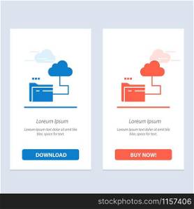 Cloud, Folder, Storage, File Blue and Red Download and Buy Now web Widget Card Template