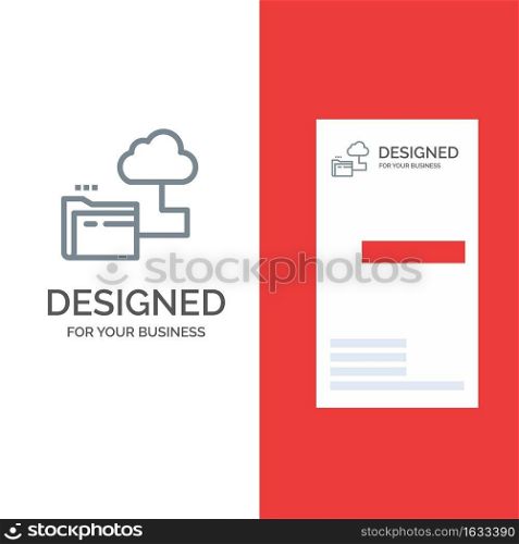 Cloud, Folder, Storage, File Grey Logo Design and Business Card Template
