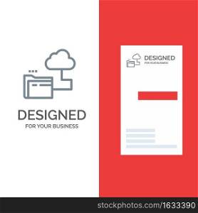 Cloud, Folder, Storage, File Grey Logo Design and Business Card Template
