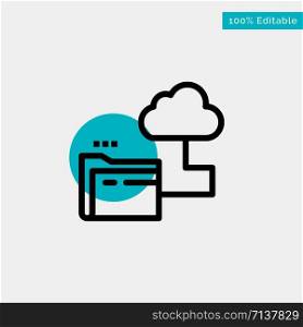 Cloud, Folder, Storage, File turquoise highlight circle point Vector icon