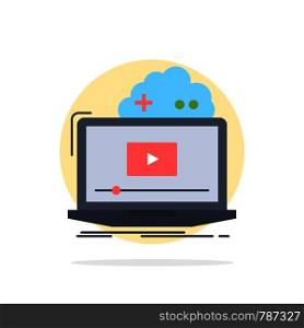 Cloud, game, online, streaming, video Flat Color Icon Vector