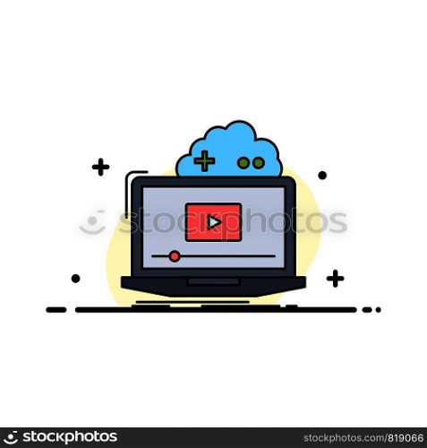 Cloud, game, online, streaming, video Flat Color Icon Vector