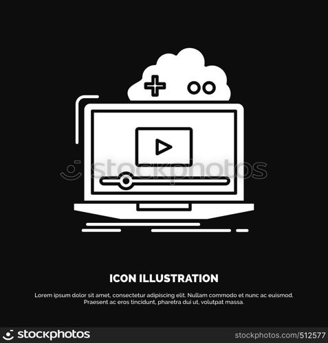 Cloud, game, online, streaming, video Icon. glyph vector symbol for UI and UX, website or mobile application. Vector EPS10 Abstract Template background