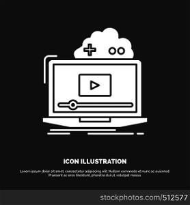 Cloud, game, online, streaming, video Icon. glyph vector symbol for UI and UX, website or mobile application. Vector EPS10 Abstract Template background