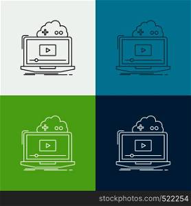 Cloud, game, online, streaming, video Icon Over Various Background. Line style design, designed for web and app. Eps 10 vector illustration. Vector EPS10 Abstract Template background