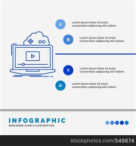 Cloud, game, online, streaming, video Infographics Template for Website and Presentation. Line Blue icon infographic style vector illustration. Vector EPS10 Abstract Template background