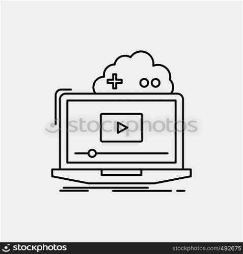 Cloud, game, online, streaming, video Line Icon. Vector isolated illustration. Vector EPS10 Abstract Template background