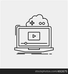 Cloud, game, online, streaming, video Line Icon. Vector isolated illustration. Vector EPS10 Abstract Template background