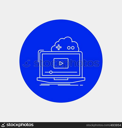 Cloud, game, online, streaming, video White Line Icon in Circle background. vector icon illustration. Vector EPS10 Abstract Template background