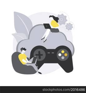 Cloud gaming abstract concept vector illustration. Gaming on demand, video and file streaming, cloud technology, various devices game, online platform, AI gaming solution abstract metaphor.. Cloud gaming abstract concept vector illustration.