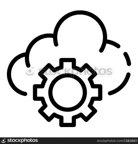 Cloud gear icon. Outline cloud gear vector icon for web design isolated on white background. Cloud gear icon, outline style