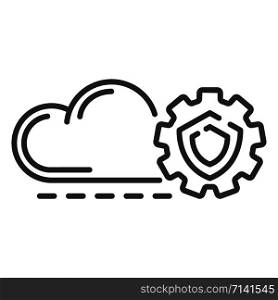 Cloud gear secured icon. Outline cloud gear secured vector icon for web design isolated on white background. Cloud gear secured icon, outline style