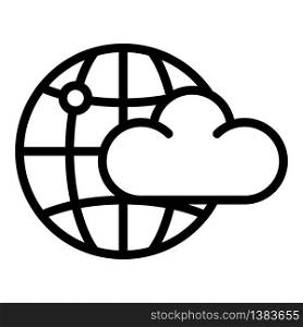 Cloud global space icon. Outline cloud global space vector icon for web design isolated on white background. Cloud global space icon, outline style