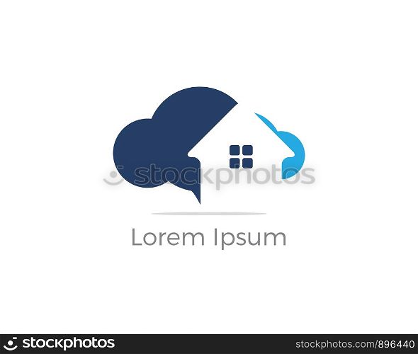 Cloud home vector logo, Creative studio, software house illustration, real estate icon.