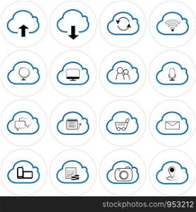 Cloud icon set, each icon is a single object (compound path)
