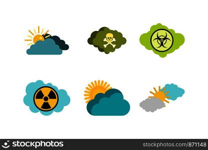 Cloud icon set. Flat set of cloud vector icons for web design isolated on white background. Cloud icon set, flat style