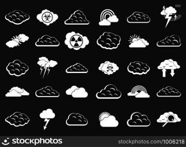 Cloud icon set vector white isolated on grey background . Cloud icon set grey vector