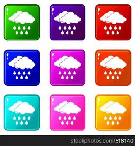 Cloud icons of 9 color set isolated vector illustration. Cloud set 9
