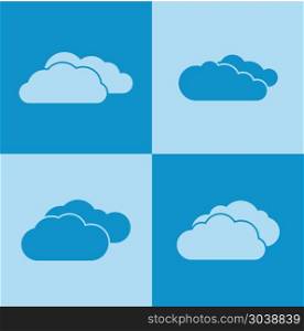Cloud icons on blue background. Cloud icons on blue background. Weather clouds and internet communication. Vector illustration