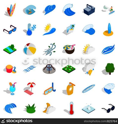 Cloud icons set. Isometric style of 36 cloud vector icons for web isolated on white background. Cloud icons set, isometric style