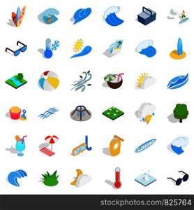 Cloud icons set. Isometric style of 36 cloud vector icons for web isolated on white background. Cloud icons set, isometric style