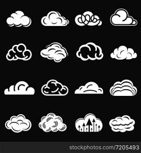 Cloud icons set vector white isolated on grey background . Cloud icons set grey vector