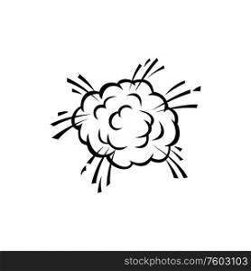 Cloud in motion isolated comic crash or dust symbol. Vector bubble from bomb burst. Moving cloud isolated burst of bomb