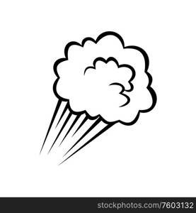Cloud in motion isolated comic crash or dust symbol. Vector bubble from bomb burst. Moving cloud isolated burst of bomb