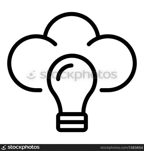 Cloud light bulb icon. Outline cloud light bulb vector icon for web design isolated on white background. Cloud light bulb icon, outline style