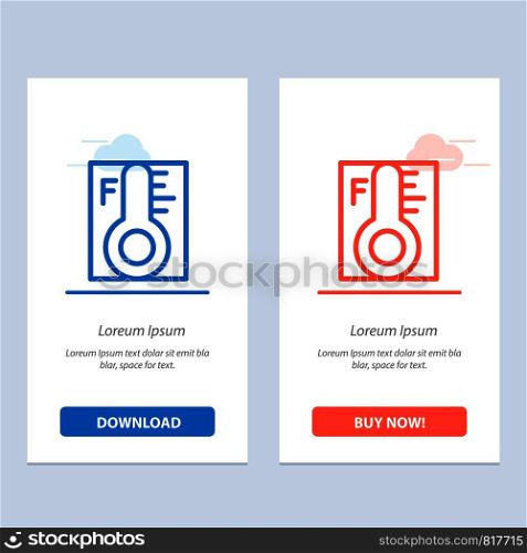 Cloud, Light, Rainy, Sun, Temperature Blue and Red Download and Buy Now web Widget Card Template