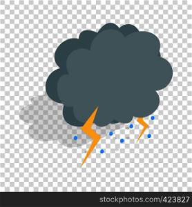 Cloud, lightning and hail isometric icon 3d on a transparent background vector illustration. Cloud, lightning and hail isometric icon