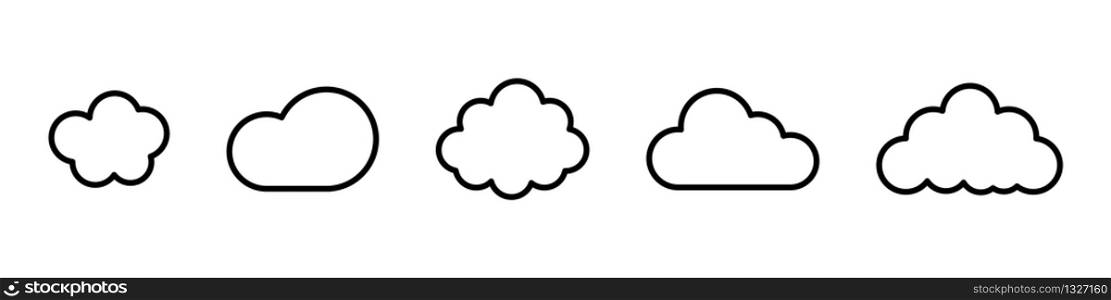 Cloud line vector icon. Set of cloud line isolated signs or icon. Abstract shape. Linear graphic. Cloud outline set. EPS 10