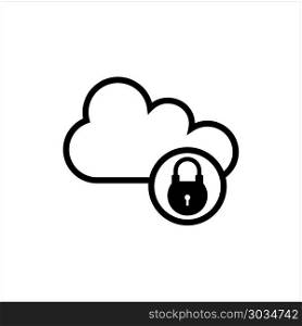 Cloud Lock Icon Vector Art Illustration. Cloud Lock Icon