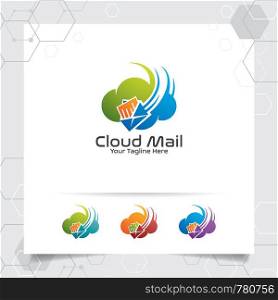 Cloud logo vector design with concept of mail and messaging icon illustration for business, app and cloud computing.