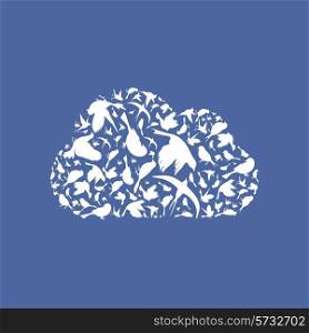 Cloud made of birds. A vector illustration