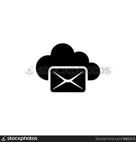 Cloud Mail. Flat Vector Icon. Simple black symbol on white background. Cloud Mail Flat Vector Icon