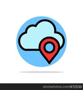 Cloud, Map, Pin, Marker Abstract Circle Background Flat color Icon