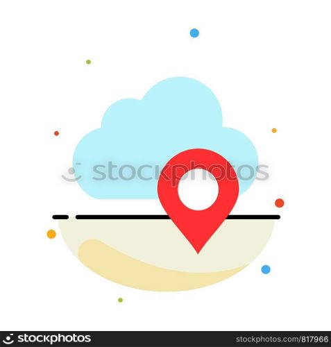 Cloud, Map, Pin, Marker Abstract Flat Color Icon Template