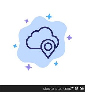 Cloud, Map, Pin, Marker Blue Icon on Abstract Cloud Background