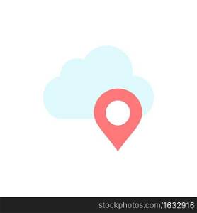 Cloud, Map, Pin, Marker  Flat Color Icon. Vector icon banner Template