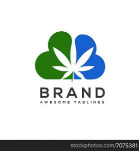 cloud Medical cannabis marijuana , leaf and clouds cannabis logo, marijuana medical logo concept