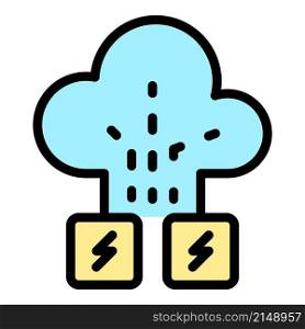 Cloud memory attack icon. Outline cloud memory attack vector icon color flat isolated. Cloud memory attack icon color outline vector