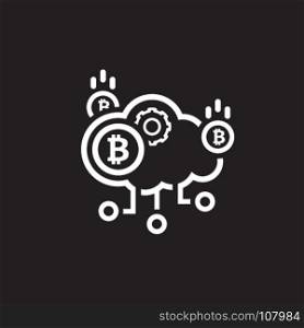 Cloud Mining Icon.. Bitcoin Cloud Mining Icon. Modern computer network technology sign. Digital graphic symbol. Crypto Currency technology. Concept design elements.