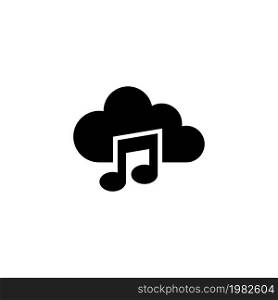 Cloud Music Note. Flat Vector Icon illustration. Simple black symbol on white background. Cloud Music Note sign design template for web and mobile UI element. Cloud Music Note Flat Vector Icon