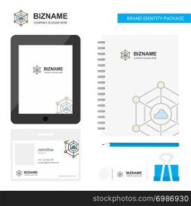 Cloud network Business Logo, Tab App, Diary PVC Employee Card and USB Brand Stationary Package Design Vector Template