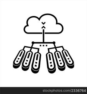 Cloud Network Icon, Cloud Computing Network Concept, On Demand Availability Of Computer System Resources Vector Art Illustration